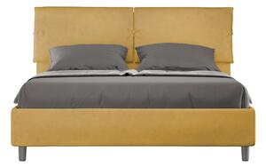 Letto Matrimoniale 160x200 cm con Rete e Contenitore con Testata e Alzata Comoda Imbottito in Microfibra Sleeper Ocra