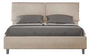 Letto Matrimoniale 160x190 cm con Rete e Contenitore con Testata e Alzata Comoda Imbottito in Microfibra Sleeper Sabbia