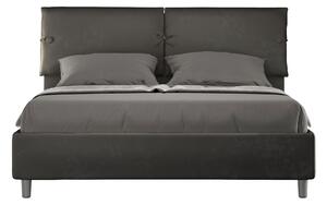 Letto Matrimoniale 160x190 cm con Rete e Contenitore con Testata e Alzata Comoda Imbottito in Microfibra Sleeper Grigio