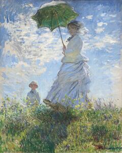Riproduzione Donna con ombrellino - Madame Monet e suo figlio, Claude Monet
