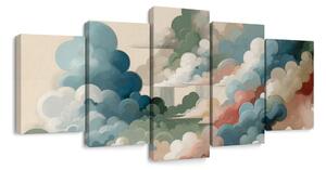 Quadri 5 pezzi – Nuvole colorate in sogno astratto