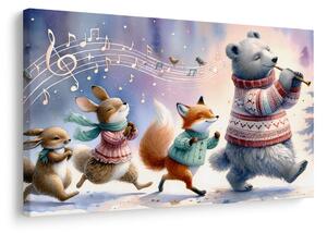 Quadro su tela – Animali che marciano al ritmo della musica