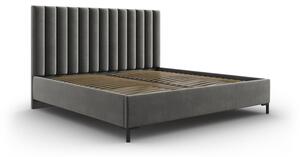 Letto matrimoniale imbottito grigio con contenitore con griglia 140x200 cm Casey - Mazzini Beds