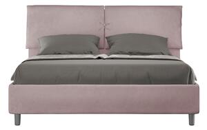 Letto Matrimoniale 160x200 cm con Rete e Contenitore con Testata e Alzata Comoda Imbottito in Microfibra Mados Glicine
