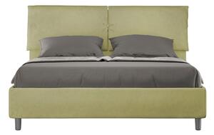 Letto Matrimoniale 160x190 cm con Rete e Contenitore con Testata e Alzata Comoda Imbottito in Microfibra Mados Tè Verde