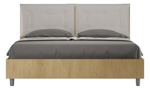 Letto Matrimoniale 160x190 cm Senza Rete Struttura Quercia con Cuscini in Similpelle Egos Annalisa Tortora