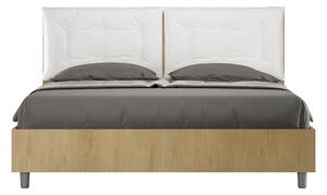 Letto Matrimoniale 160x190 cm Senza Rete Struttura Quercia con Cuscini in Similpelle Egos Annalisa Bianco