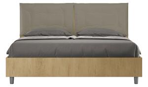 Letto Matrimoniale 160x190 cm Senza Rete Struttura Quercia con Cuscini in Similpelle Egos Annalisa Cappuccino