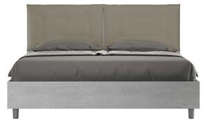Letto Matrimoniale 160x190 cm Senza Rete Struttura Cemento con Cuscini in Similpelle Egos Annalisa Cappuccino