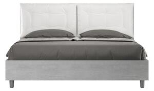 Letto Matrimoniale 160x190 cm Senza Rete Struttura Cemento con Cuscini in Similpelle Egos Annalisa Bianco