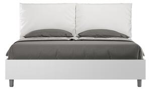 Letto Matrimoniale 160x200 cm Senza Rete Struttura Bianco Frassico con Cuscini in Similpelle Egos Antea Bianco
