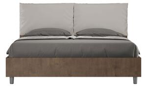 Letto Matrimoniale 160x190 cm Senza Rete Struttura Noce con Cuscini in Similpelle Egos Antea Tortora