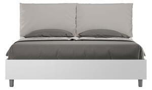 Letto Matrimoniale 160x200 cm Senza Rete Struttura Bianco Frassico con Cuscini in Similpelle Egos Antea Tortora