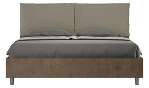 Letto Matrimoniale 160x190 cm Senza Rete Struttura Noce con Cuscini in Similpelle Egos Antea Cappuccino