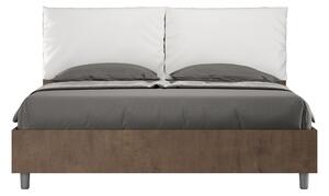 Letto Matrimoniale 160x190 cm con Rete Struttura Noce con Cuscini in Similpelle Egos Antea Bianco