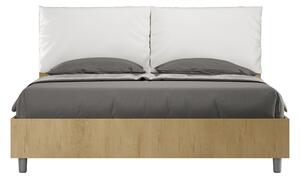 Letto Matrimoniale 160x190 cm con Rete Struttura Quercia con Cuscini in Similpelle Egos Antea Bianco