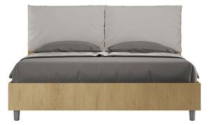 Letto Matrimoniale 160x190 cm con Rete Struttura Quercia con Cuscini in Similpelle Egos Antea Tortora
