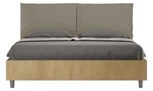 Letto Matrimoniale 160x200 cm Senza Rete Struttura Quercia con Cuscini in Similpelle Egos Antea Cappuccino