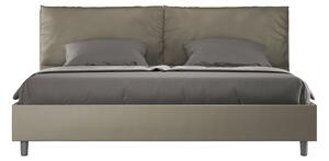 Letto Matrimoniale King Size 200x200 cm Senza Rete Imbottito in Similpelle Antea Large Cappuccino