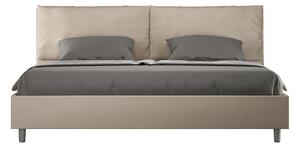 Letto Matrimoniale King Size 200x200 cm Senza Rete Imbottito in Similpelle Antea Large Tortora