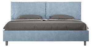 Letto Matrimoniale Queen Size 150x200 cm Senza Rete Imbottito in Microfibra Antea Large Azzurro