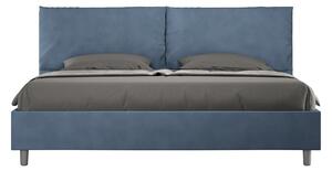 Letto Matrimoniale Queen Size 150x190 cm Senza Rete Imbottito in Microfibra Antea Large Blu