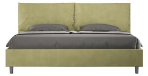 Letto Matrimoniale Queen Size 150x190 cm Senza Rete Imbottito in Microfibra Antea Large Tè Verde