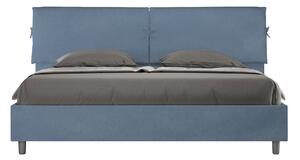 Letto Matrimoniale King Size 180x190 cm Senza Rete Testata con Cuscini Imbottito in Microfibra Mados Blu