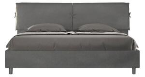 Letto Matrimoniale King Size 180x190 cm Senza Rete Testata con Cuscini Imbottito in Microfibra Mados Grigio