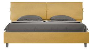 Letto Matrimoniale King Size 180x190 cm Senza Rete Testata con Cuscini Imbottito in Microfibra Mados Ocra