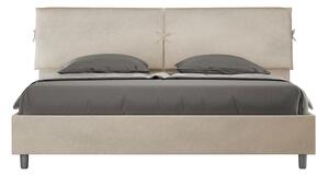 Letto Matrimoniale King Size 180x190 cm Senza Rete Testata con Cuscini Imbottito in Microfibra Mados Sabbia