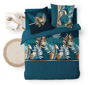 Set copripiumino e federa blu in cotone per letto matrimoniale e per letto esteso 240x220 cm Alianor – douceur d'intérieur