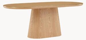 Tavolo ovale effetto legno con piano in vetro Castor, 200 x 90 cm