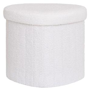 Poggiapiedi bianco con rivestimento in bouclé Medford – House Nordic