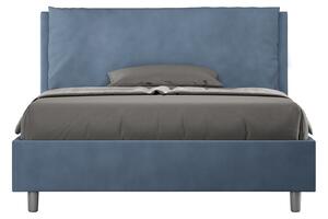 Letto Matrimoniale Francese 140x200 cm Senza Rete Imbottito in Microfibra Antea Large Blu