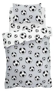 Set copripiumino e federa da bambini grigio chiaro in vello per letto matrimoniale 200x200 cm Football – Catherine Lansfield