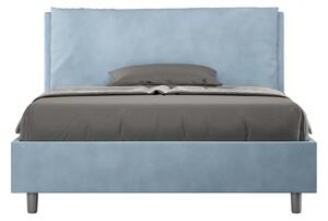 Letto Matrimoniale Francese 140x190 cm Senza Rete Imbottito in Microfibra Antea Large Azzurro