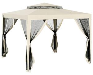 Outsunny Gazebo da Giardino 3x3m con Zanzariera, Doppio Tetto e Telaio in Metallo, Beige