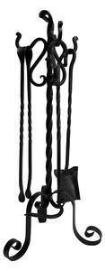 Gruppo per camino in Ferro battuto RICCIO 28x h 67 cm - Peso 3,1 kg lavorazione artigianale in stile classico made In Italy 100x100