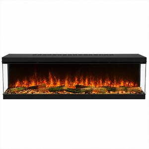 Camino Elettrico da Incasso a Parete 3 Lati Aperti 152x28x52 cm Detroit LED RGB e APP