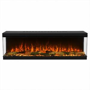 Camino Elettrico da Incasso a Parete 3 Lati Aperti 127x28x52 cm Detroit LED RGB e APP