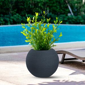 Vaso da Esterno Interno Design a Sfera Ø40x33 cm Botticelli in Resina Grigio