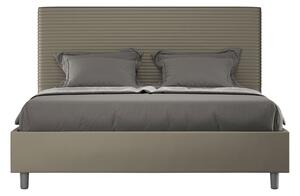 Letto Matrimoniale 160x190 cm con Rete e Contenitore con Testata e Alzata Comoda Imbottito in Similpelle Focus Cappuccino