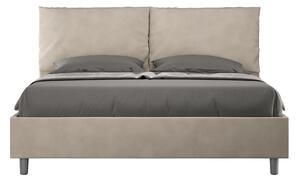 Letto Matrimoniale 160x210 cm con Rete e Contenitore Giroletto con Alzata Comoda Imbottito in Microfibra Antea Sabbia