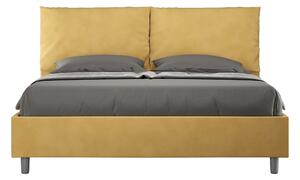 Letto Matrimoniale 160x190 cm con Rete e Contenitore Giroletto con Alzata Comoda Imbottito in Microfibra Antea Ocra