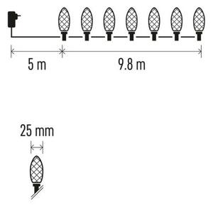 Catena LED da esterno natalizia 50xLED/8 modalità 14,8m IP44 multicolore