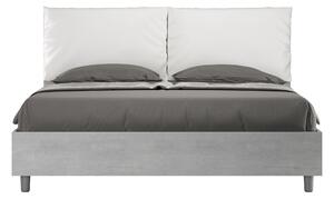 Letto Matrimoniale 160x200 cm Senza Rete Struttura Cemento con Cuscini in Similpelle Egos Antea Bianco