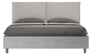 Letto Matrimoniale 160x200 cm Senza Rete Struttura Cemento con Cuscini in Similpelle Egos Antea Tortora