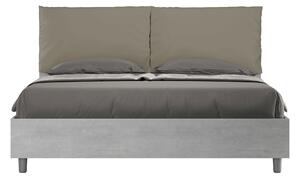 Letto Matrimoniale 160x200 cm Senza Rete Struttura Cemento con Cuscini in Similpelle Egos Antea Cappuccino
