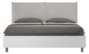 Letto Matrimoniale 160x200 cm Senza Rete Struttura Bianco Frassico con Cuscini in Similpelle Egos Appia Tortora